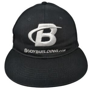 Body Building Snapback Cap Black One Size Embroidered Authentic Wicked Wear